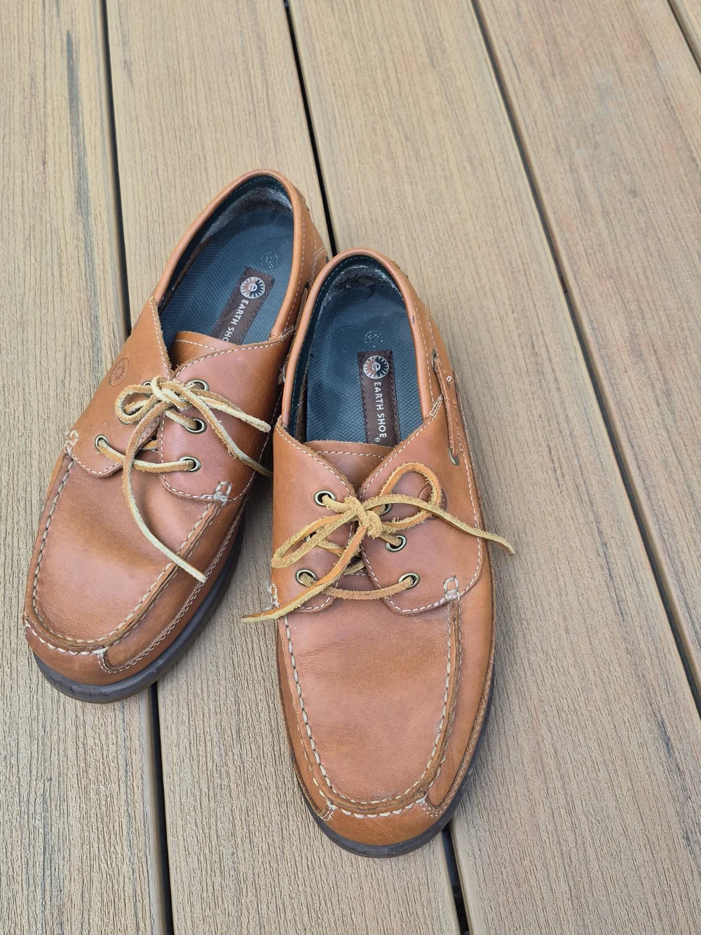 Men’s Brown Leather Boat Shoes with Rawhide Laces - 12